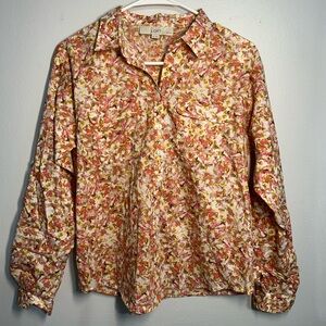 LOFT Women's Floral Button Down Shirt - petite small